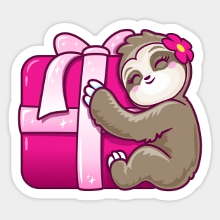Sloth gift pink present Sticker